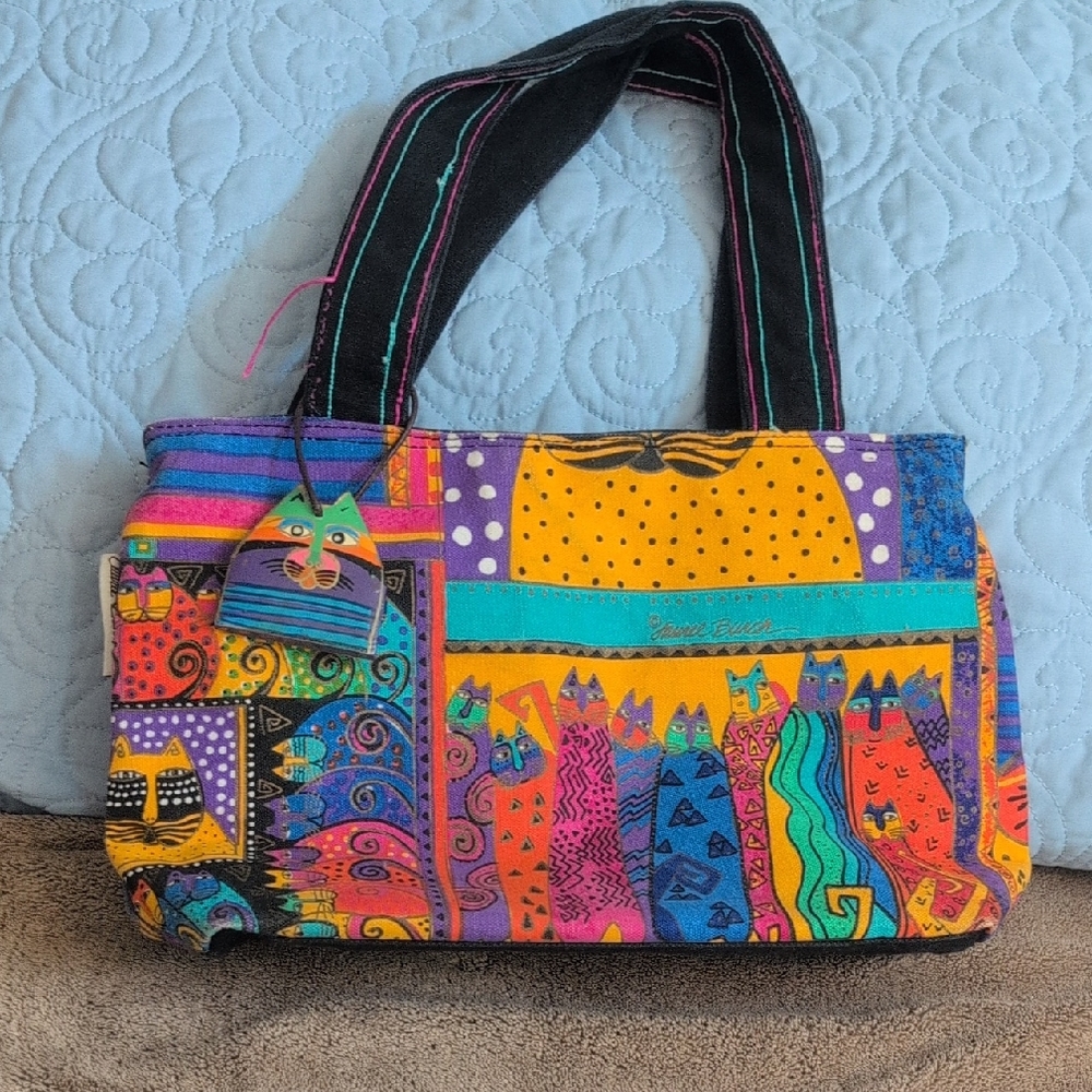 Laurel Burch Multicolor Cat Design Tote